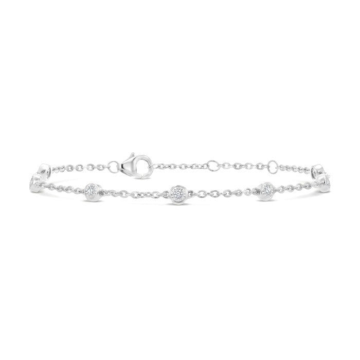 1/6 Ctw Round Cut Diamond Station Bracelet in Sterling Silver