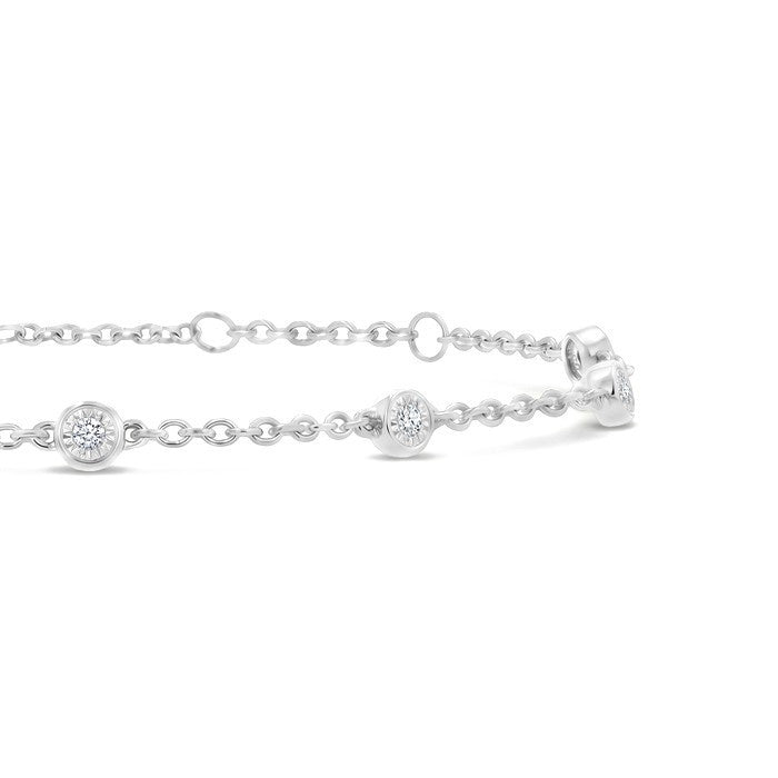 1/6 Ctw Round Cut Diamond Station Bracelet in Sterling Silver