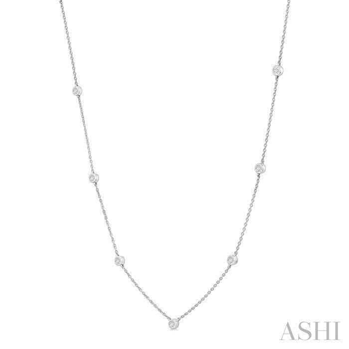 1/6 Ctw Round Cut Diamond Station Necklace in Sterling Silver