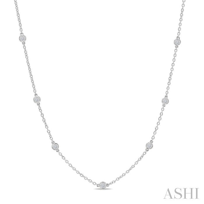 1/6 Ctw Round Cut Diamond Station Necklace in Sterling Silver