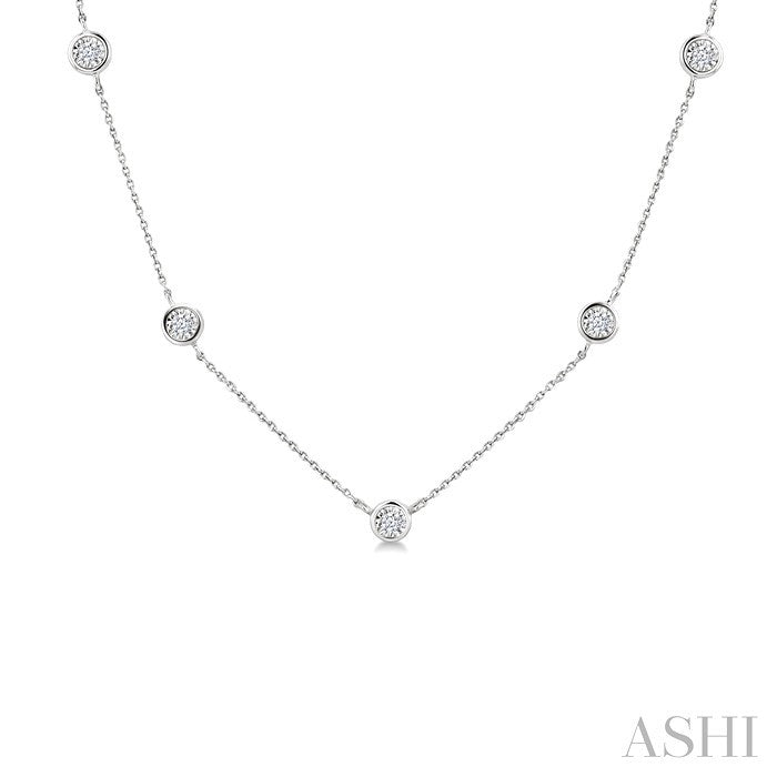 1/6 Ctw Round Cut Diamond Station Necklace in Sterling Silver