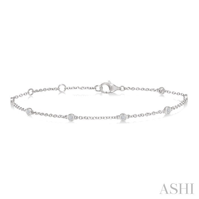 1/6 Ctw Round Cut Diamond Station Bracelet in Sterling Silver