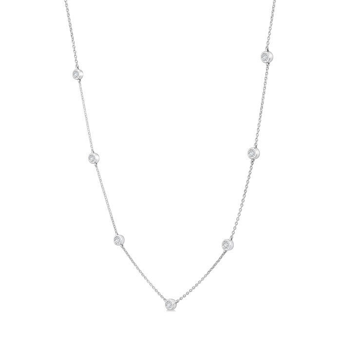 1/20 Ctw Round Cut Diamond Station Necklace in Sterling Silver