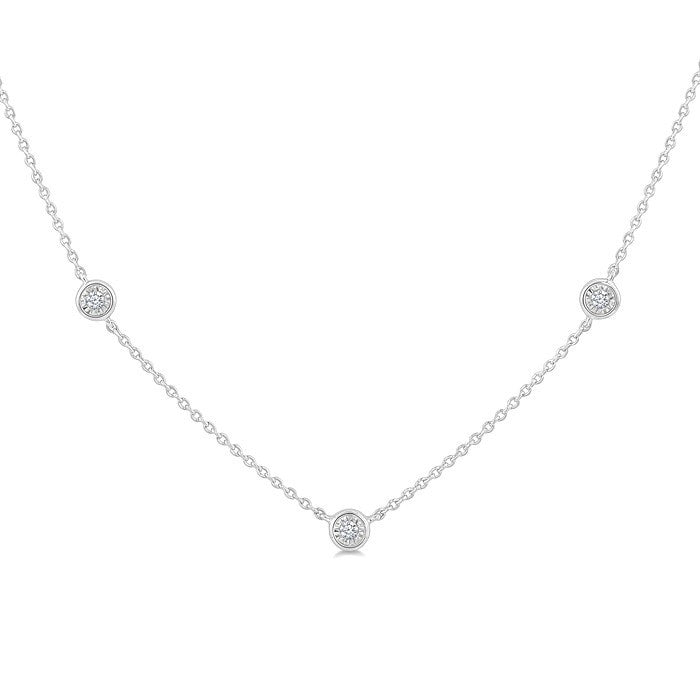 1/20 Ctw Round Cut Diamond Station Necklace in Sterling Silver
