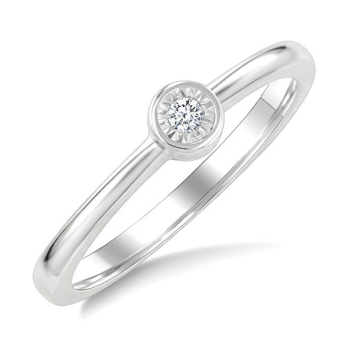1/50 Ctw Bezel Set Round Cut Diamond Fashion Ring in Sterling Silver