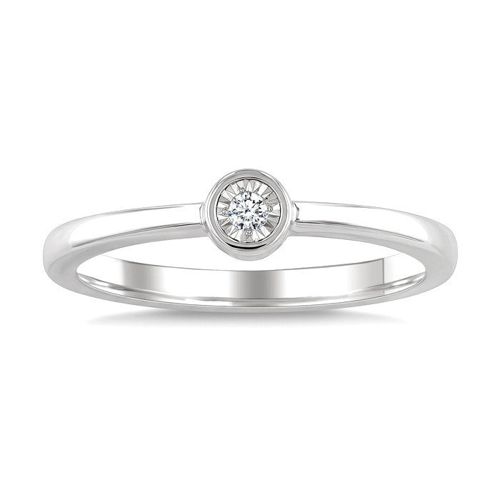 1/50 Ctw Bezel Set Round Cut Diamond Fashion Ring in Sterling Silver