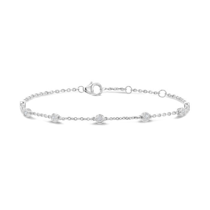 1/20 Ctw Round Cut Diamond Station Bracelet in Sterling Silver