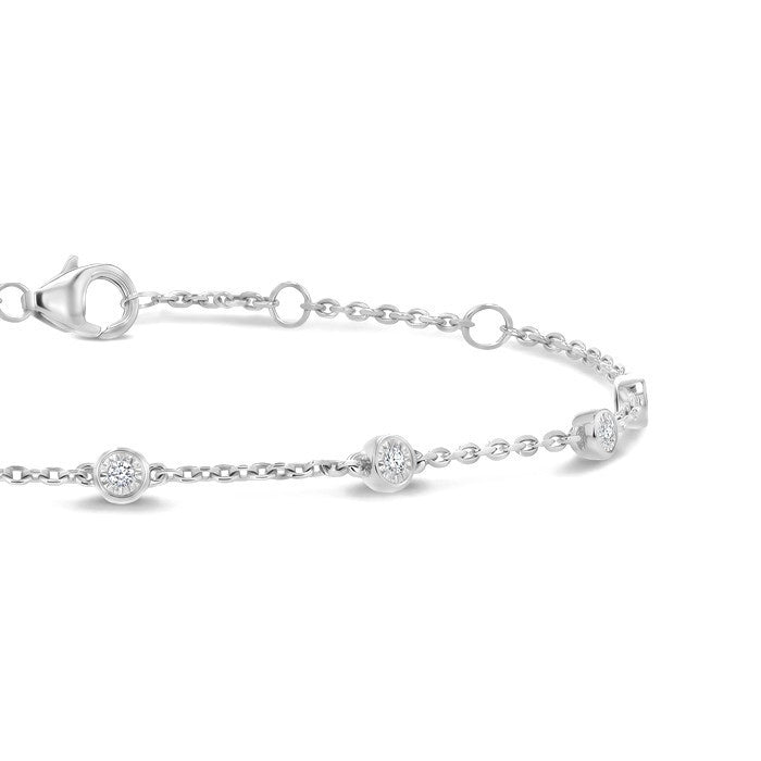1/20 Ctw Round Cut Diamond Station Bracelet in Sterling Silver