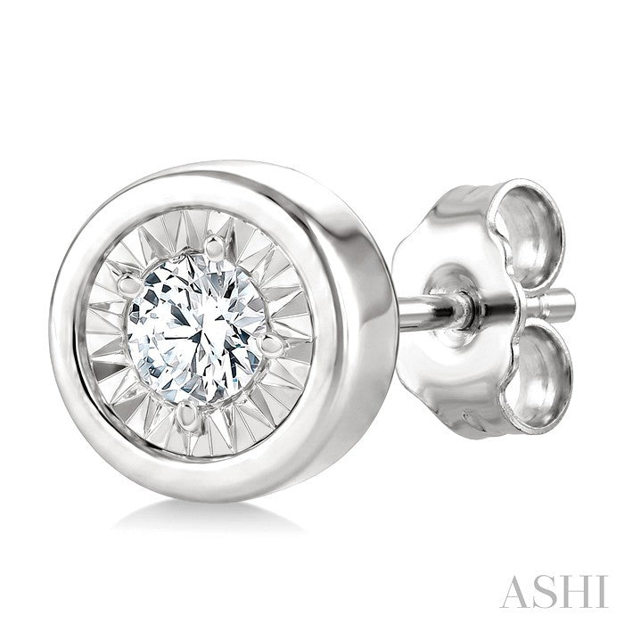 1/20 Ctw Round Cut Diamond Stud Earrings in Sterling Silver