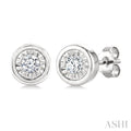 1/20 Ctw Round Cut Diamond Stud Earrings in Sterling Silver