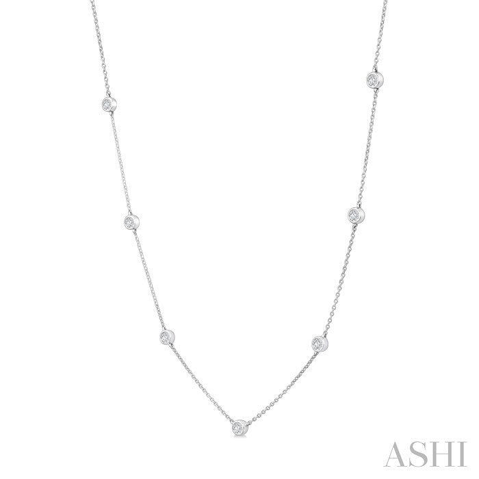 1/20 Ctw Round Cut Diamond Station Necklace in Sterling Silver