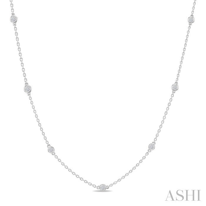 1/20 Ctw Round Cut Diamond Station Necklace in Sterling Silver