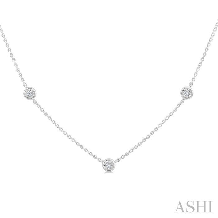 1/20 Ctw Round Cut Diamond Station Necklace in Sterling Silver