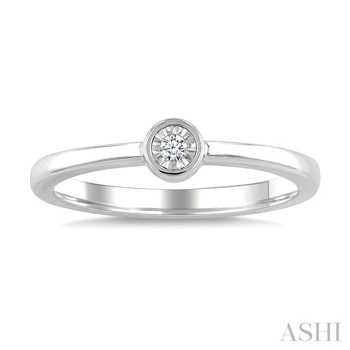 1/50 Ctw Bezel Set Round Cut Diamond Fashion Ring in Sterling Silver