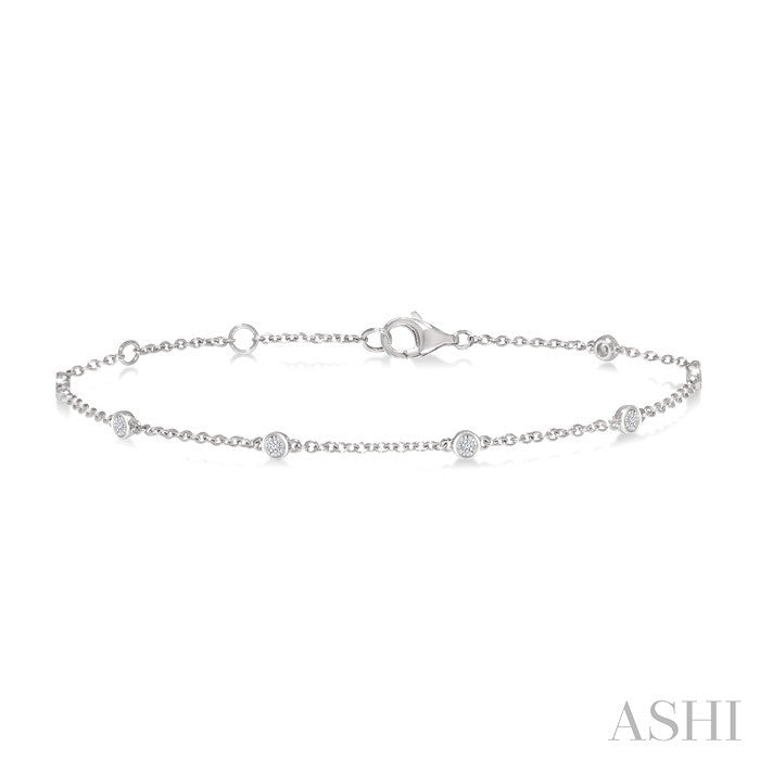 1/20 Ctw Round Cut Diamond Station Bracelet in Sterling Silver