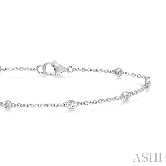 1/20 Ctw Round Cut Diamond Station Bracelet in Sterling Silver