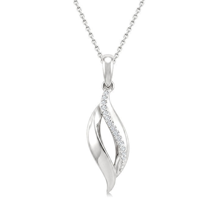 1/20 Ctw Round Cut Diamond Twisted Pendant With Chain in Sterling Silver