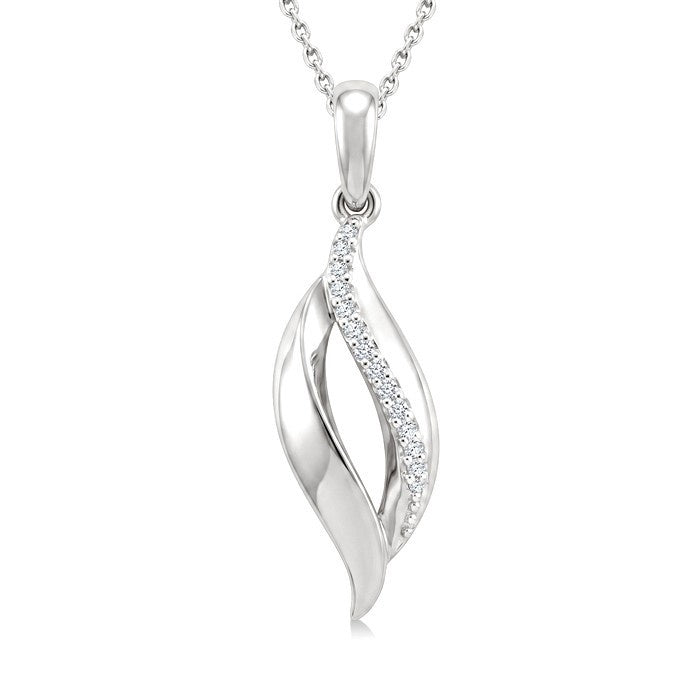 1/20 Ctw Round Cut Diamond Twisted Pendant With Chain in Sterling Silver