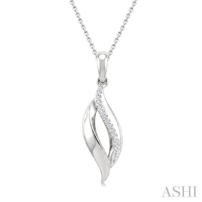 1/20 Ctw Round Cut Diamond Twisted Pendant With Chain in Sterling Silver