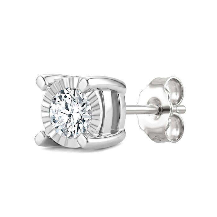 1 Ctw Round Cut Diamond Miracle Plate Stud Earrings in Sterling Silver