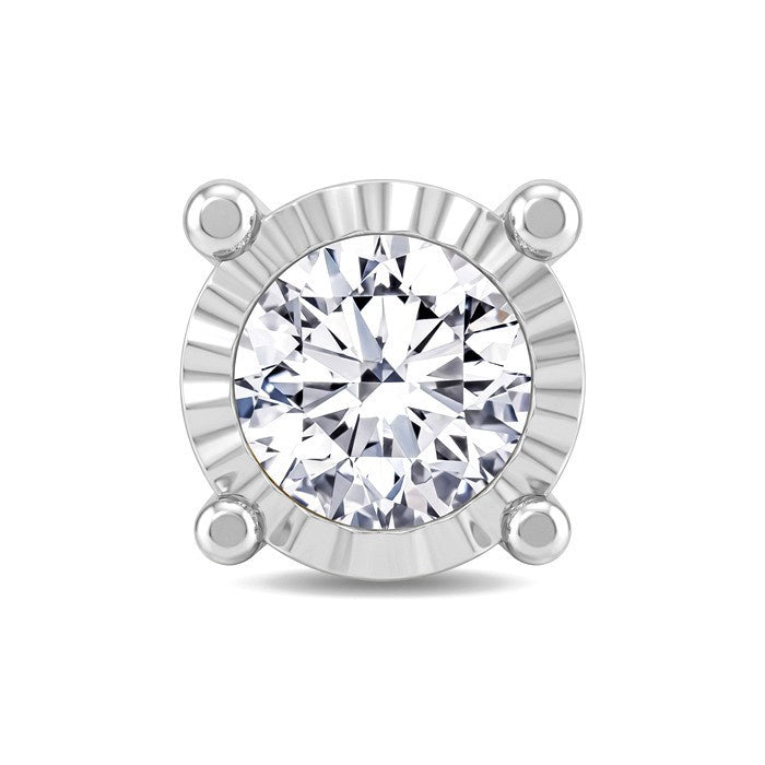 1 Ctw Round Cut Diamond Miracle Plate Stud Earrings in Sterling Silver
