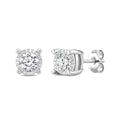3/4 Ctw Round Cut Diamond Miracle Plate Fashion Stud Earrings in Sterling Silver