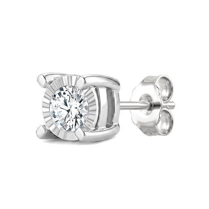 3/4 Ctw Round Cut Diamond Miracle Plate Fashion Stud Earrings in Sterling Silver