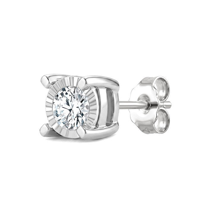 1/2 Ctw Round Cut Diamond Miracle Plate Stud Earrings in Sterling Silver