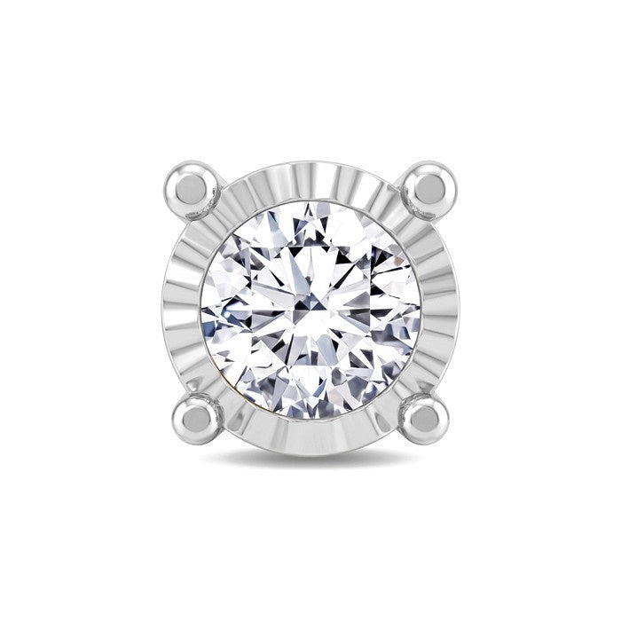 1/2 Ctw Round Cut Diamond Miracle Plate Stud Earrings in Sterling Silver