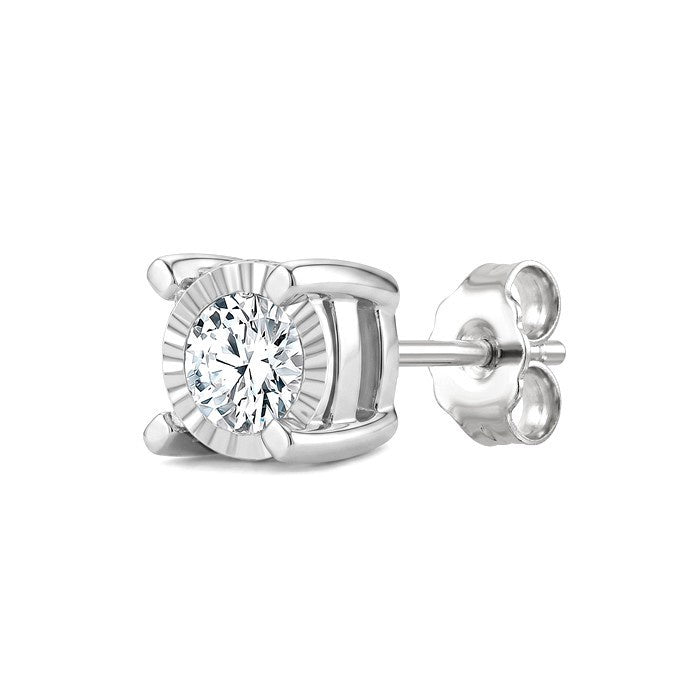3/8 Ctw Round Cut Diamond Miracle Plate Stud Earrings in Sterling Silver