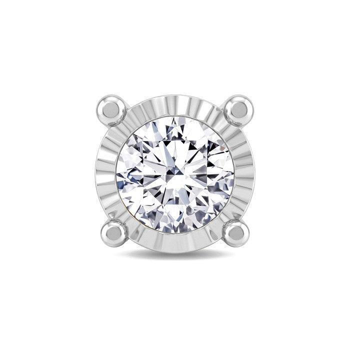3/8 Ctw Round Cut Diamond Miracle Plate Stud Earrings in Sterling Silver