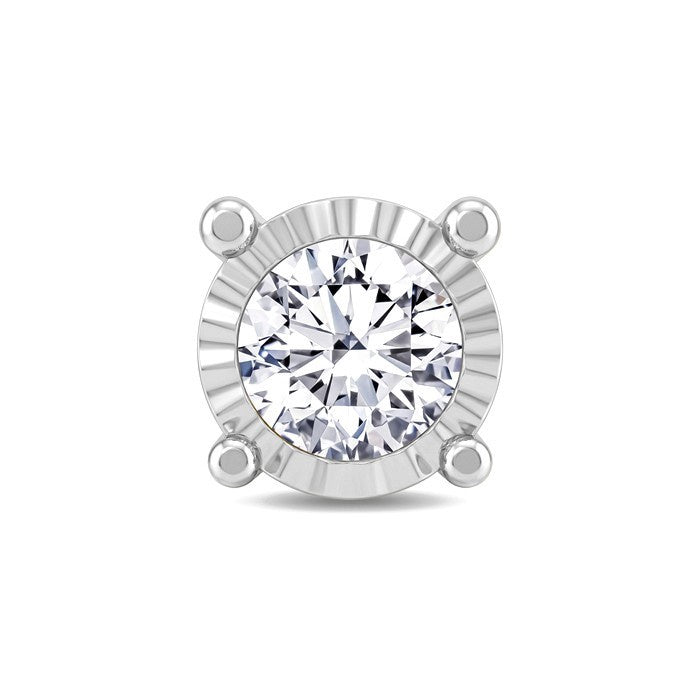1/3 Ctw Round Cut Diamond Miracle Plate Stud Earrings in Sterling Silver