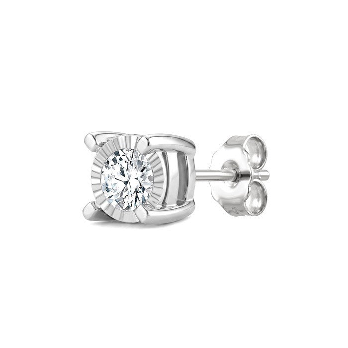 1/5 Ctw Round Cut Diamond Miracle Plate Stud Earrings in Sterling Silver