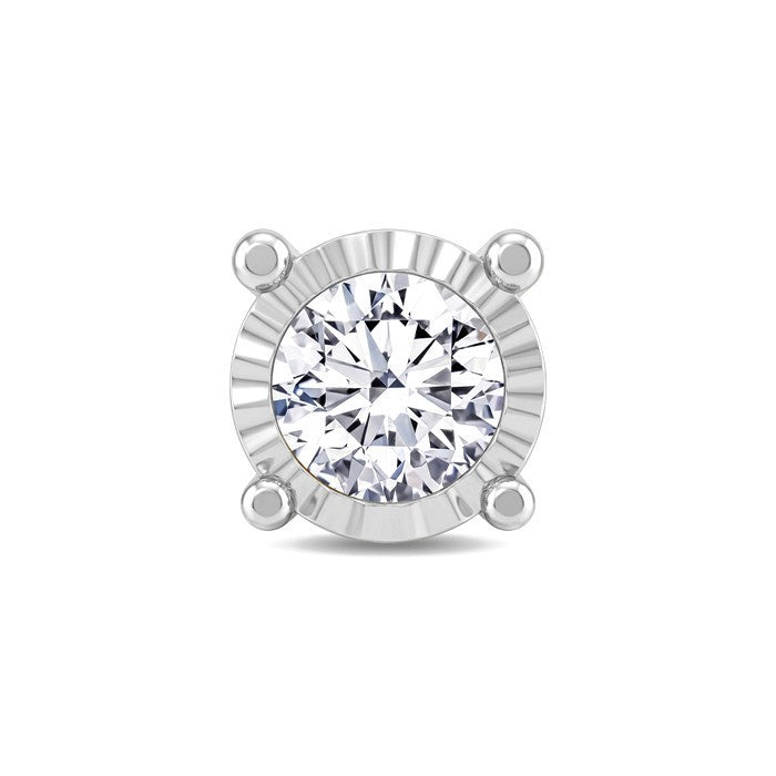 1/5 Ctw Round Cut Diamond Miracle Plate Stud Earrings in Sterling Silver
