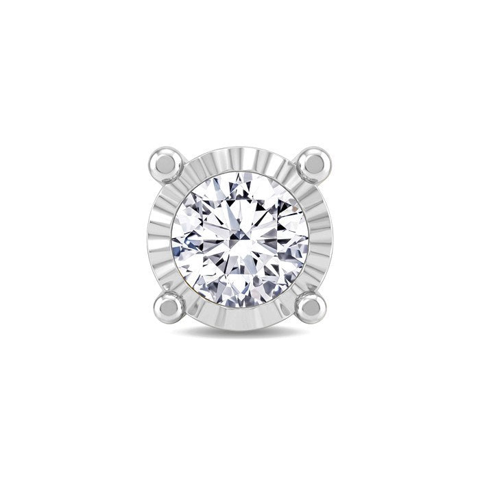 1/10 Ctw Round Cut Diamond Miracle Plate Stud Earrings in Sterling Silver