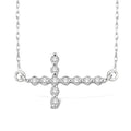 1/10 Ctw Round Cut Diamond Sideway Cross Pendant With Chain in Sterling Silver