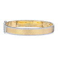 Diamond Edged Hammered Texture Wide Bangle Bracelet