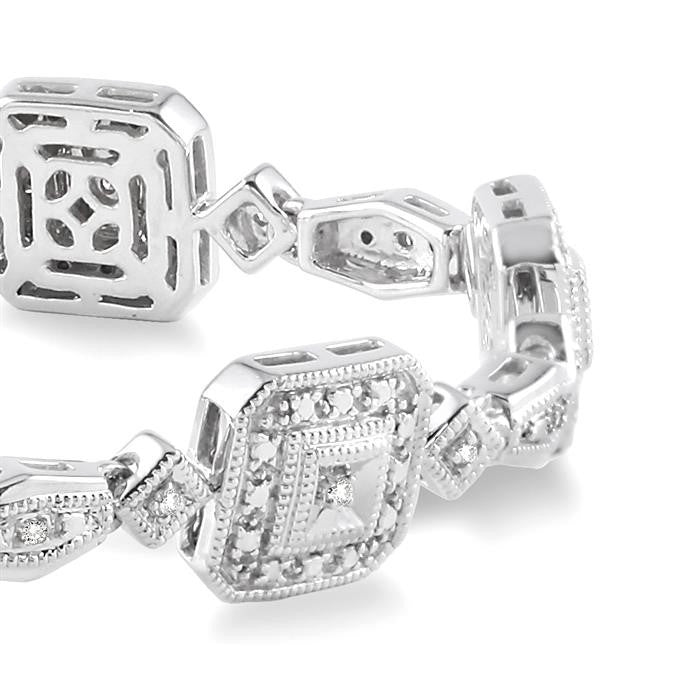 1/6 Ctw Square Shape Round Cut Diamond Bracelet in Sterling Silver