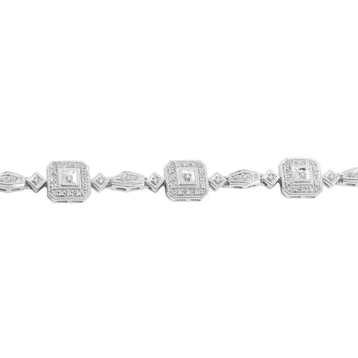 1/6 Ctw Square Shape Round Cut Diamond Bracelet in Sterling Silver