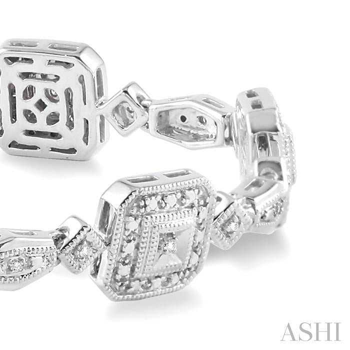 1/6 Ctw Square Shape Round Cut Diamond Bracelet in Sterling Silver