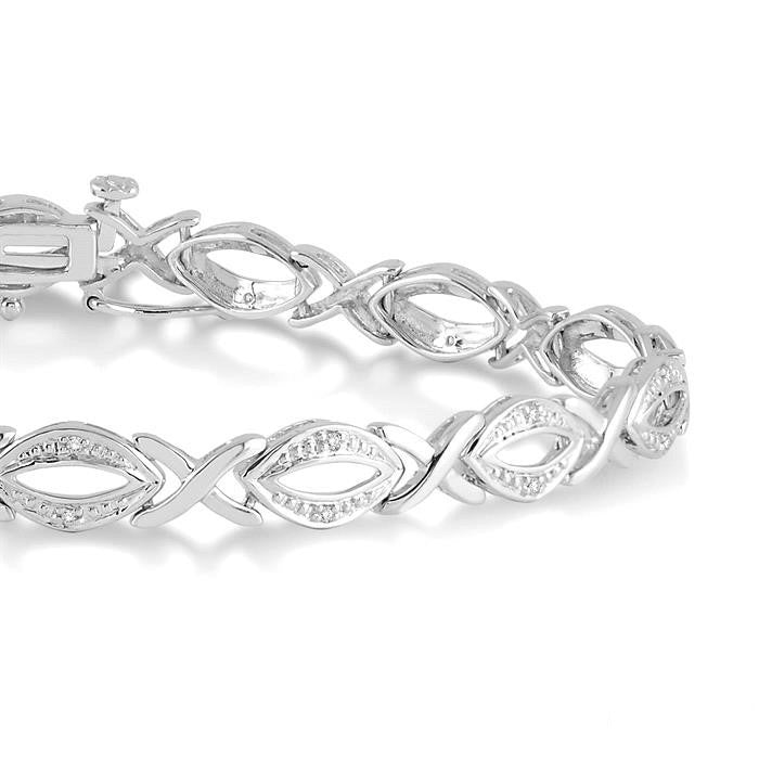 Silver 'X' Shape Diamond Bracelet