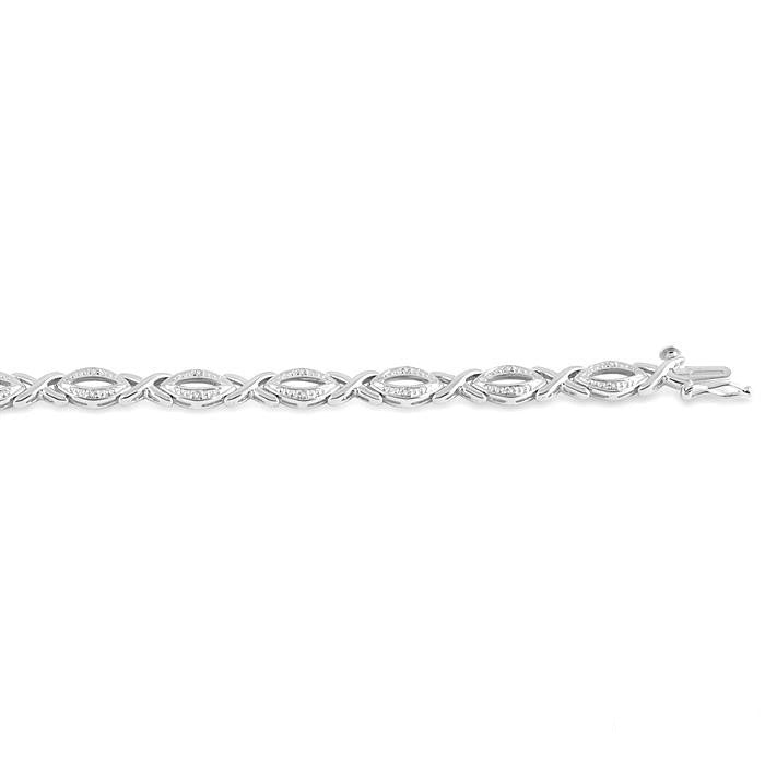 Silver 'X' Shape Diamond Bracelet