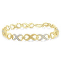 1/10 Ctw Infinity Round Cut Diamond Fashion Bracelet in Yellow Gold Vermeil