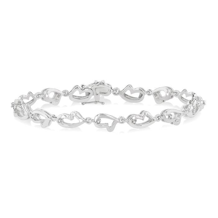 Silver Heart Shape Diamond Bracelet
