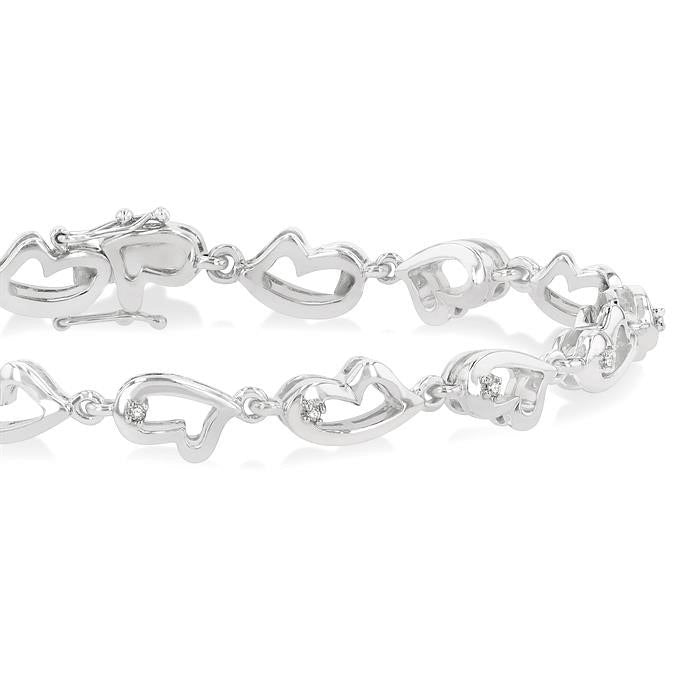 Silver Heart Shape Diamond Bracelet