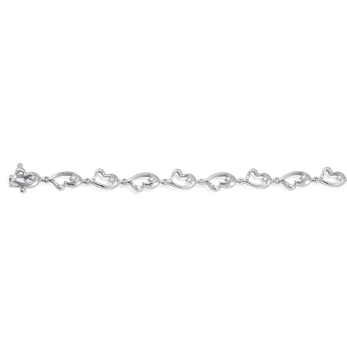 Silver Heart Shape Diamond Bracelet