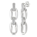 1/10 Ctw Round Cut Diamond Oval Shape D-Link Bold Fashion Earrings in Sterling Silver