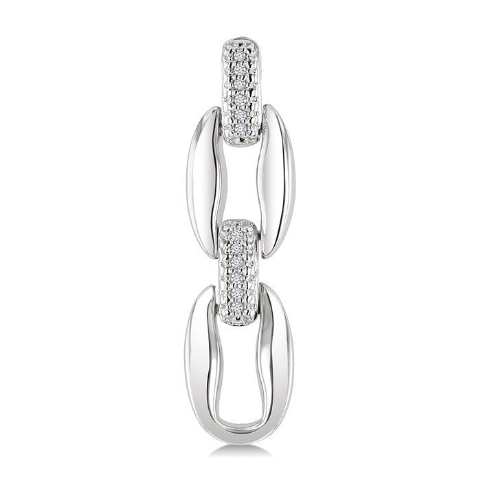 1/10 Ctw Round Cut Diamond Oval Shape D-Link Bold Fashion Earrings in Sterling Silver