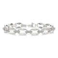 1/10 Ctw Oval Shape D-Link Round Cut Diamond Bracelet in Sterling Silver