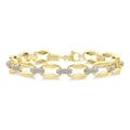 1/10 Ctw Bold Link Round Cut Diamond Fashion Bracelet in Yellow Gold Vermeil